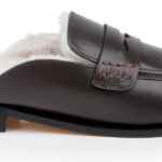 Dark Brown Fur Mule - Angle View