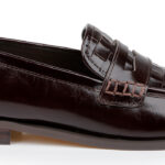 Dark Brown Woven Upper Loafer - Angle View