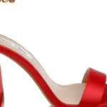 Dark Red Block Heel Sandal - Angle View
