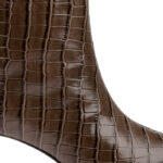 Dark brown croc leather ankle boot - Angle View
