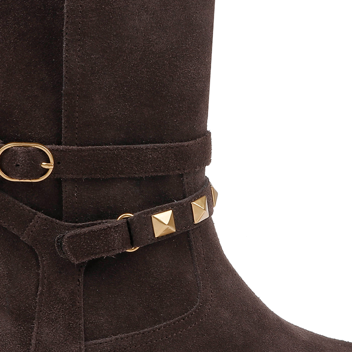 Dark brown leather ankle boot - Angle View