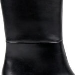 Dark brown croc leather high ankle boot - Angle View