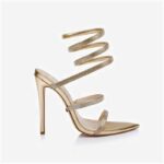 Gold PU & Gel Hotfix Stelitto Sandal - Detail View