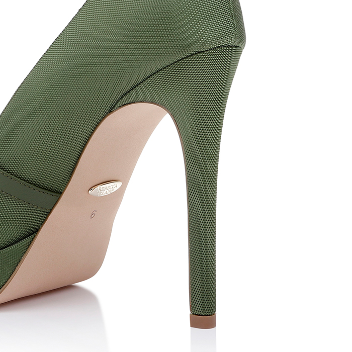 Ivy Fabric & Kid Leather Stiletto Pointed Toe Pump - Angle View