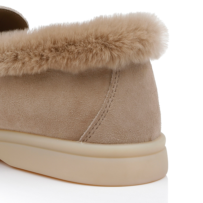 Light Brown Kid Suede Loafer - Detail View