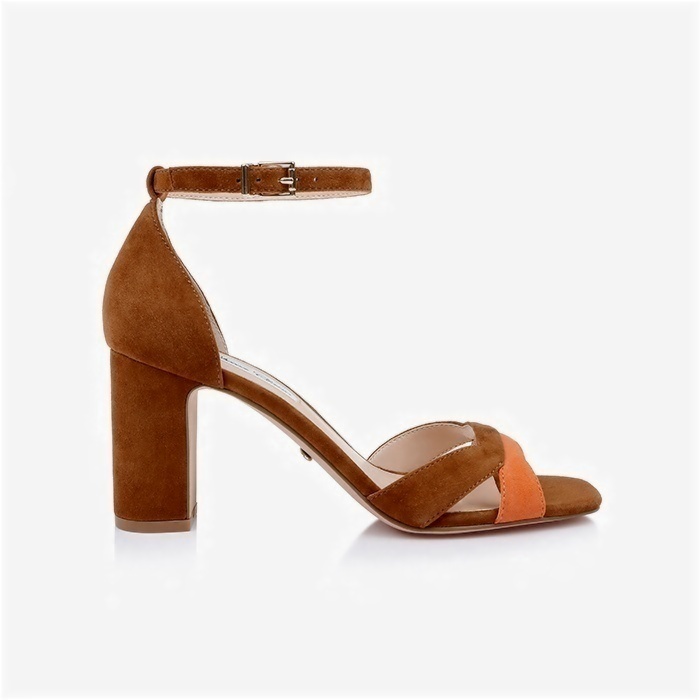 Moke's Robe & Melon Kid Suede Block Heel Sandal - Detail View