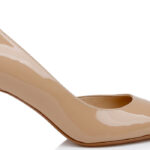 Nude Metallic Leather Hollow Inside Pump - Angle View