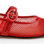 Red Mesh Maryjane Flat - Angle View