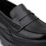 Shiny Black Synthetic Leather Loafer - Angle View