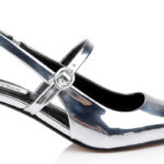 Silver Specchio Synthetic Sandal - Angle View