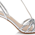 Silver Specco Lizard Synthetic Sandal - Angle View