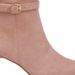 Warm taupe cow suede knee boot - Angle View