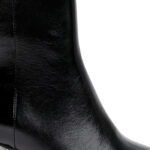 Wax black block heel high ankle boot - Angle View