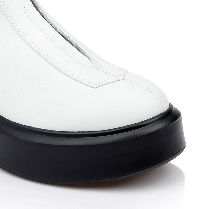 White Cow Leather Ankle Boot - Angle View