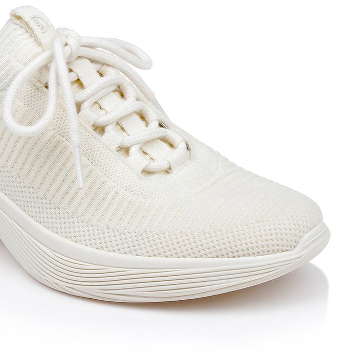 White Flyknit Lace-up Sneaker - Angle View