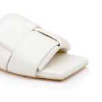 White Kid Leather Sandal - Angle View