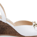 White Lizard Kid Leather Wedge Sansal - Angle View