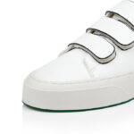 White Synthetic Leather Velcro Sneaker - Angle View