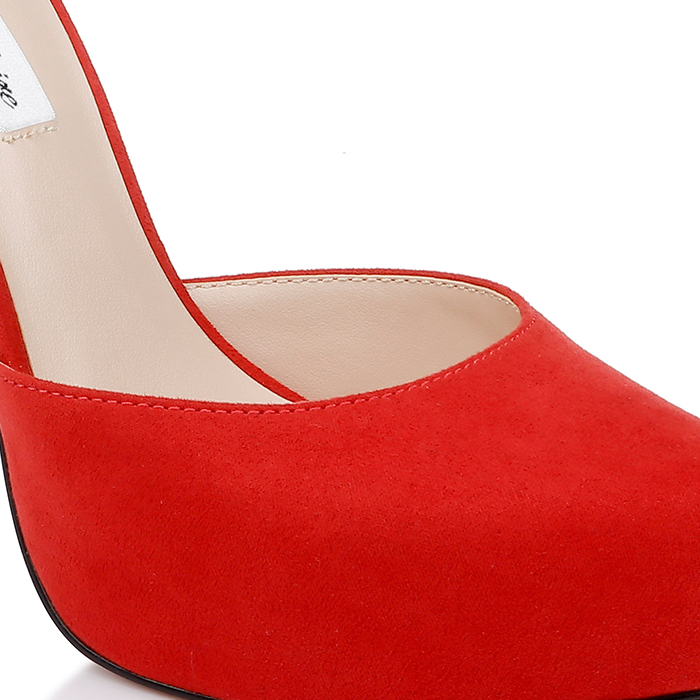 Barbados Cherry Fabric Stiletto DOC Sandal - Close-up View