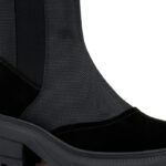 Black Cow Suede & Fabric Squared Toe Booty - Close-up View