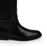 Black Cow Leather Knee Boot - Close-up View