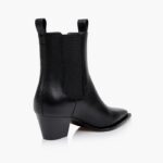 Black Cow Leather Ankle Boot - Back View