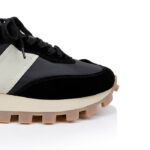 Black Cow Suede Leather & Nylon Fabric Sneaker - Close-up View