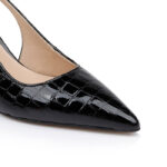 Black Croc Leather Slingback - Close-up View