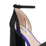 Black Fabric Block Heel Sandal - Back View