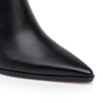 Black High Shine Cow Leather Boot - Close-up View