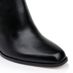 Black High Shine Cow Leather Ankle Boot - Close-up View