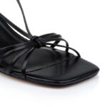 Black Kid Leather Slingback Sandal - Close-up View