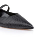 Black Lizard Leather Flat - Close-up View