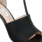 Black Mesh & Kid Leather Stiletto Sandal - Close-up View