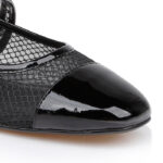 Black Mesh Maryjane Flat - Close-up View