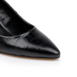 Black Middle Heel Pump - Close-up View