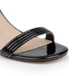 Black Patent Pu Wedge Sandal - Close-up View