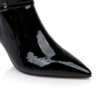 Black Patent Leather Ankle Boot - Close-up View