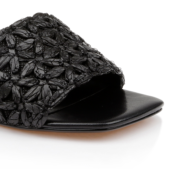 Black Raffie Sandal - Close-up View