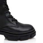 Black Synthetic Leather Ankle Boots - Close-up View