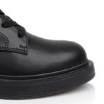 Black Synthetic Leather Ankle Boot - Close-up View