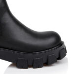 Black Synthetic Leather High Ankle Boot - Close-up View