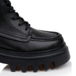 Black Synthetic Leather High Ankle Boots - Close-up View