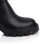 Black Synthetic Leather High Ankle Boot - Close-up View