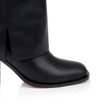 Black synthetic leather high ankle boot - Close-up View