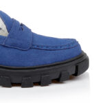 Blue Cow Suede Loafer - Close-up View