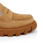 Brown Cow Suede Loafer - Close-up View