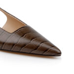 Brown Low Heel Slingback - Close-up View