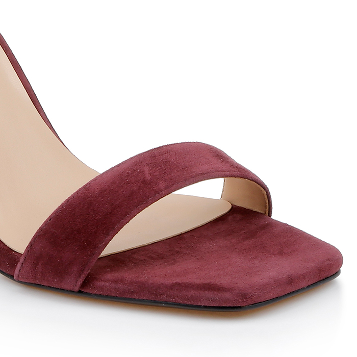 Burgundy Block Heel Sandal - Close-up View