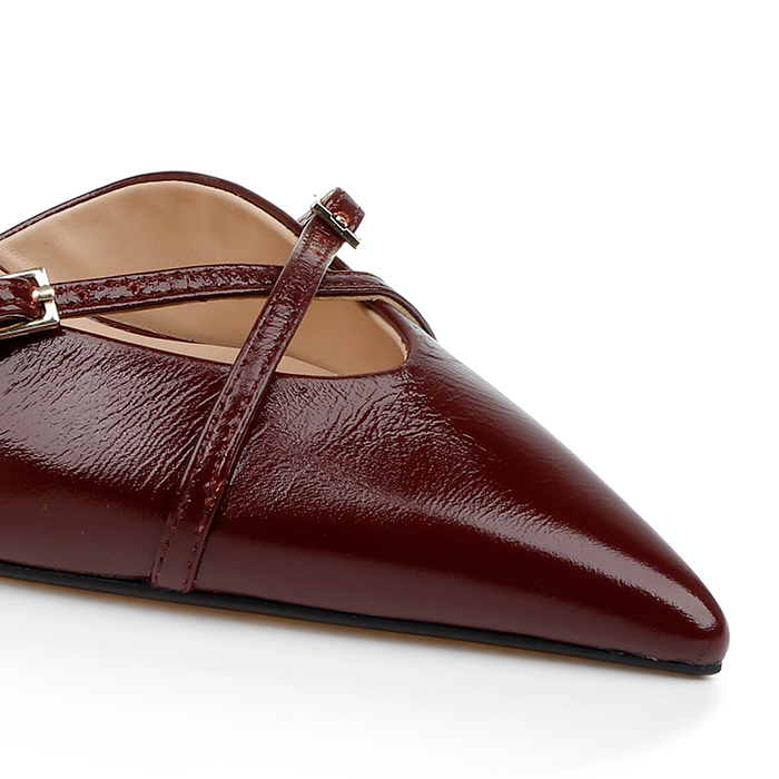Burgundy High Heel Slingback - Close-up View
